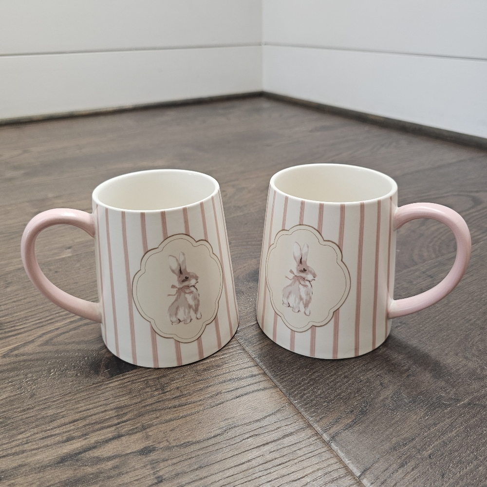 Vintage Whimsical Style Bunny Mug Set Of 2